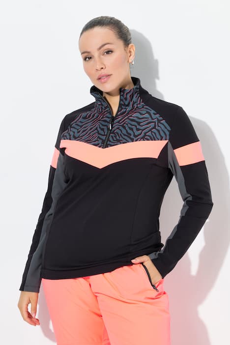 Maglia polo funzionale dal taglio aderente con collo alto, maniche lunghe e materiali riciclati