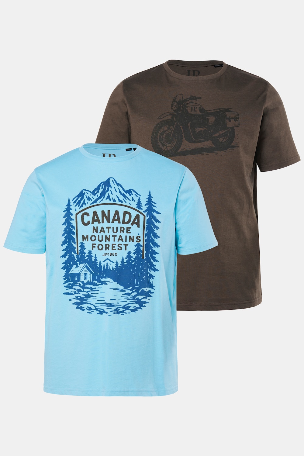JP1880 T-Shirts, 2er-Pack, Halbarm, Brust-Print, bis 8 XL