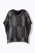 Mesh blouse, dubbelgelaagd, oversized, V-hals, korte mouwen