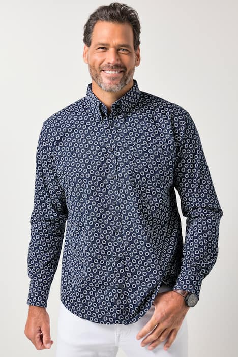 JP1880 Hemd, Langarm, Buttondown-Kragen, florales Muster, Modern Fit, bis 8 XL