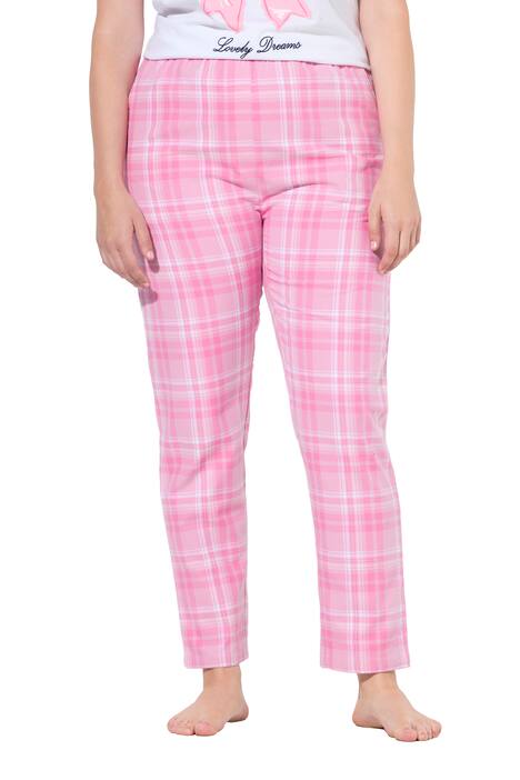 Pyžamové kalhoty, kostkovaný vzor, rovné nohavice, elastický pas