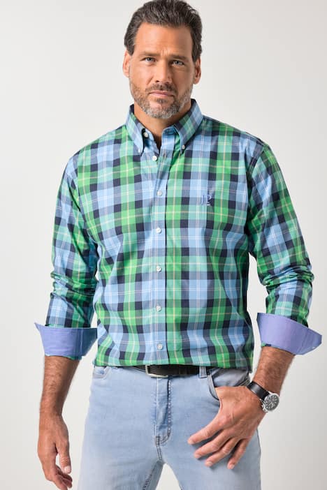 JP1880 Karohemd, Langarm, Buttondown-Kragen, Modern Fit, bis 8 XL