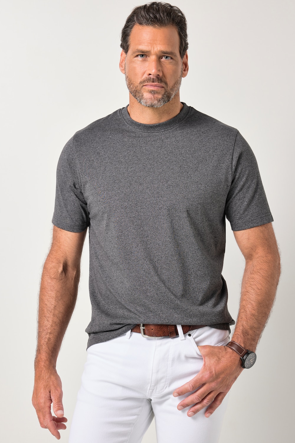 JP1880 T-Shirt, Halbarm, Melange-Jersey, bis 8 XL