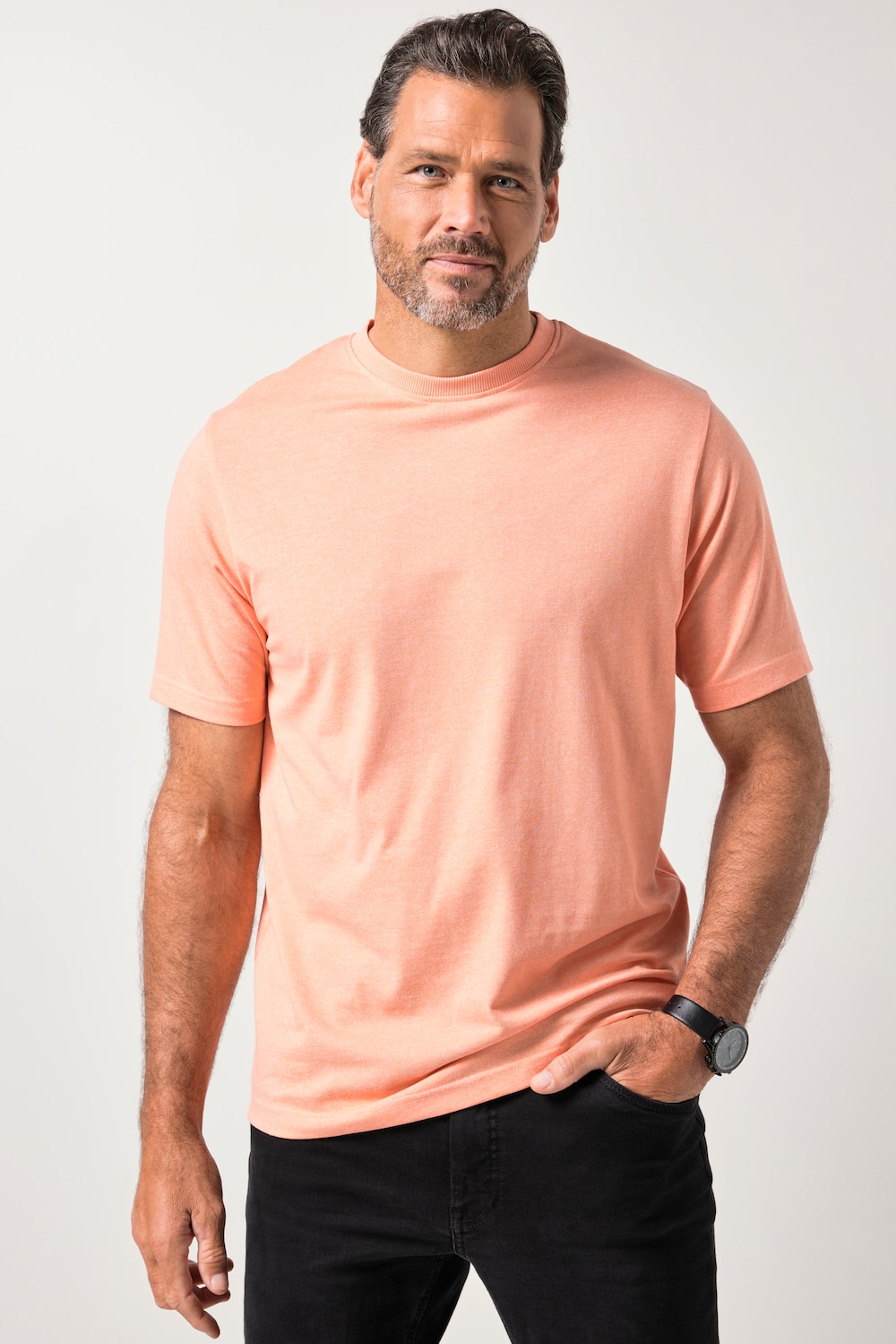 JP1880 T-Shirt, Halbarm, Melange-Jersey, bis 8 XL