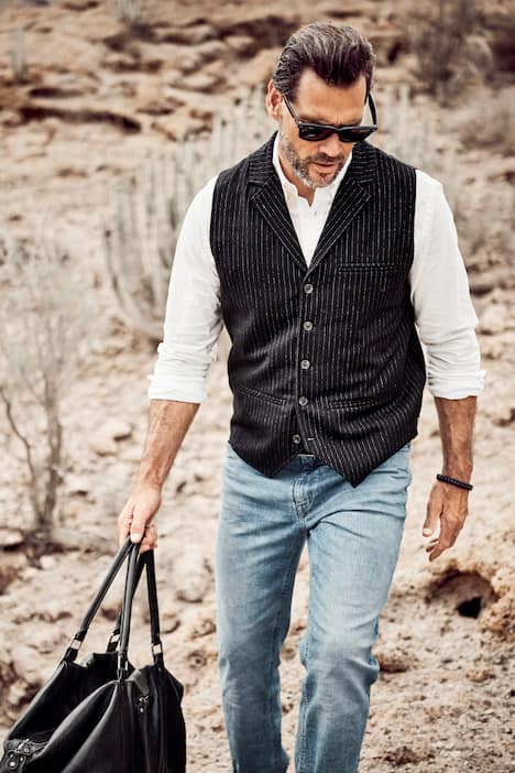 JP1880 Weste FLEXNAMIC®, Tweed, Nadelstreifen, bis 7 XL