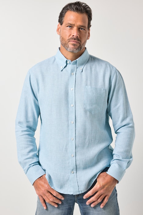 JP1880-paita, pitkät hihat, nappikaulus, TwoTone tekstuurilla, moderni istuvuus, suurin koko 8XL