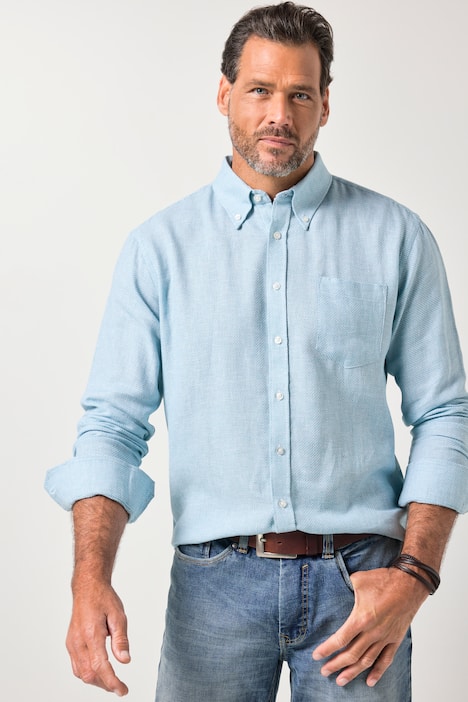 JP1880 Hemd, Langarm, Buttondown-Kragen, TwoTone mit Struktur, Modern Fit, bis 8 XL