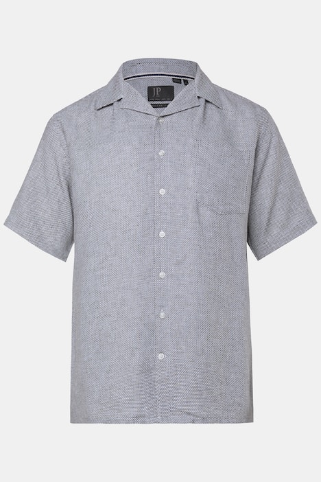 JP1880 overhemd van linnenmix, korte mouwen, Cubaanse kraag, two-tone structuur, Cubaanse Fit, tot 8XL