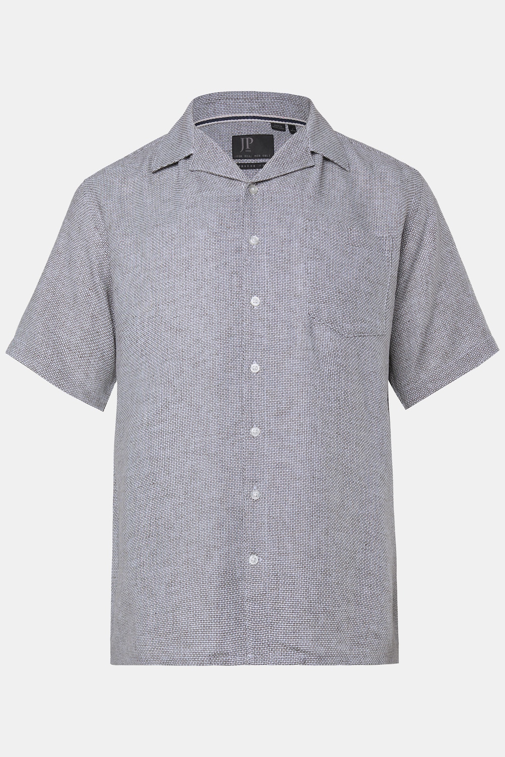 JP1880 overhemd van linnenmix, korte mouwen, Cubaanse kraag, two-tone structuur, Cubaanse Fit, tot 8XL