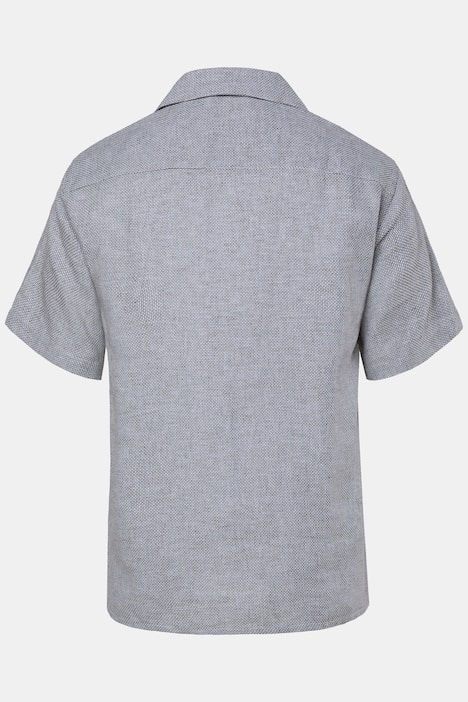 JP1880 overhemd van linnenmix, korte mouwen, Cubaanse kraag, two-tone structuur, Cubaanse Fit, tot 8XL