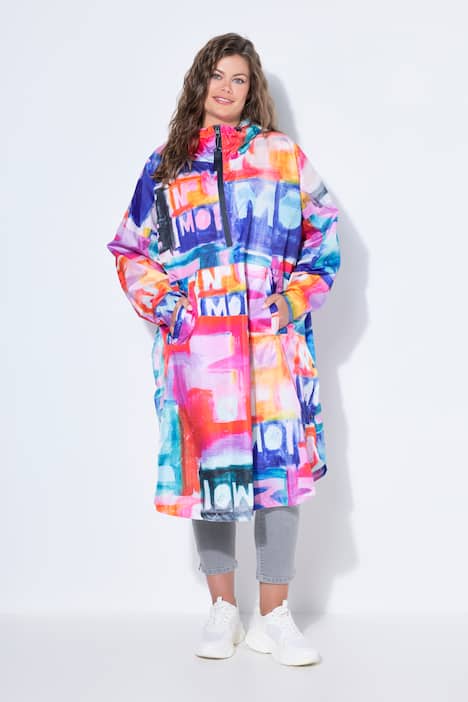 Funktions-Regencape, Unisex, Print, Kapuze
