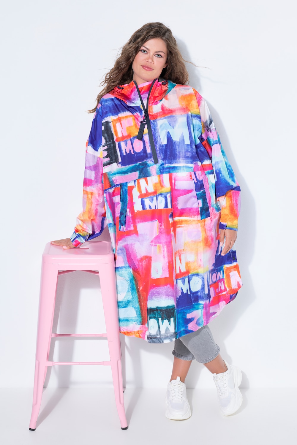 Funktions-Regencape, Unisex, Print, Kapuze