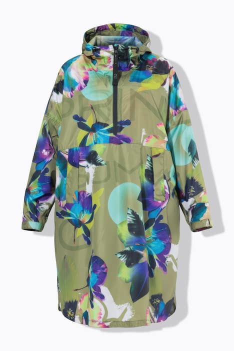 Poncho de pluie technique, modèle unisexe, capuche et logo poitrine