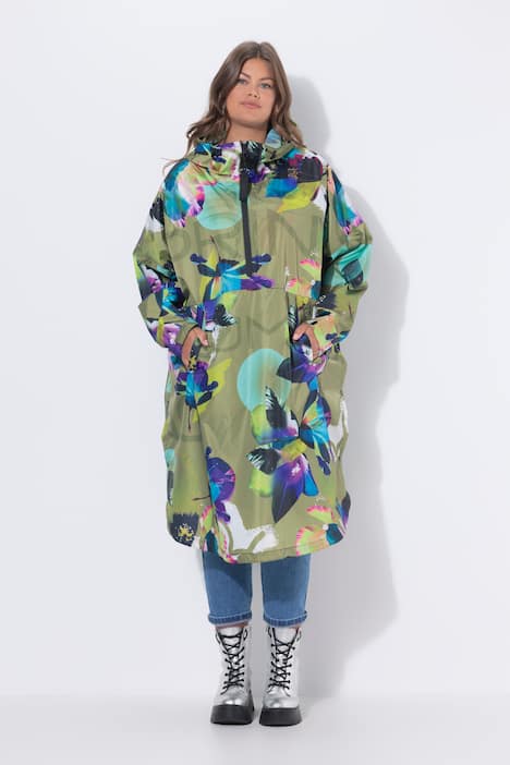 Poncho de pluie technique, modèle unisexe, capuche et logo poitrine