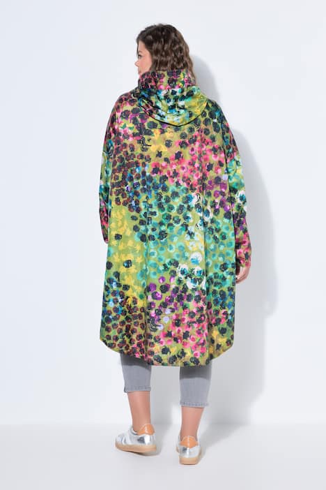 Mantella funzionale e unisex da pioggia con stampa e cappuccio