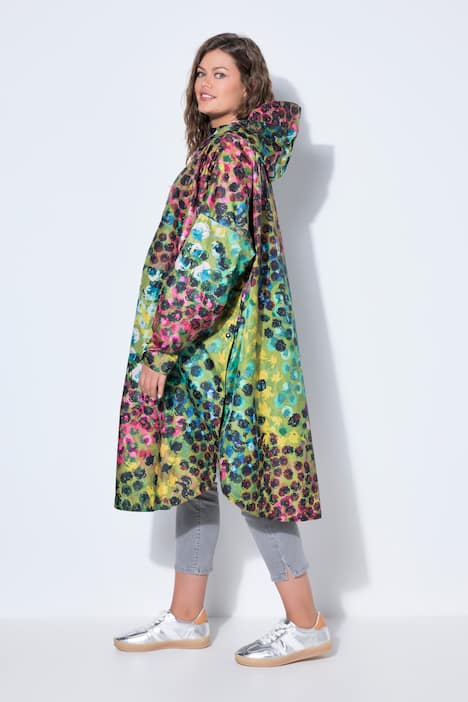 Mantella funzionale e unisex da pioggia con stampa e cappuccio