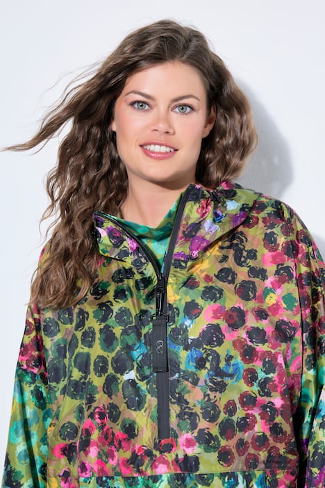 Mantella funzionale e unisex da pioggia con stampa e cappuccio