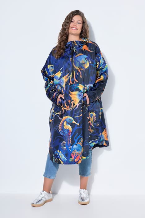 Funktions-Regencape, Unisex, Print, Kapuze