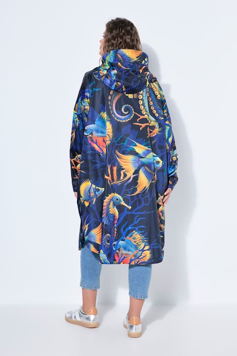 Funktions-Regencape, Unisex, Print, Kapuze