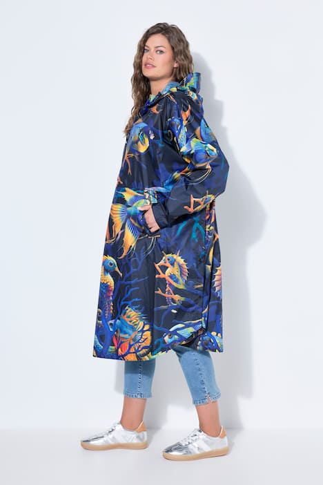 Funktions-Regencape, Unisex, Print, Kapuze