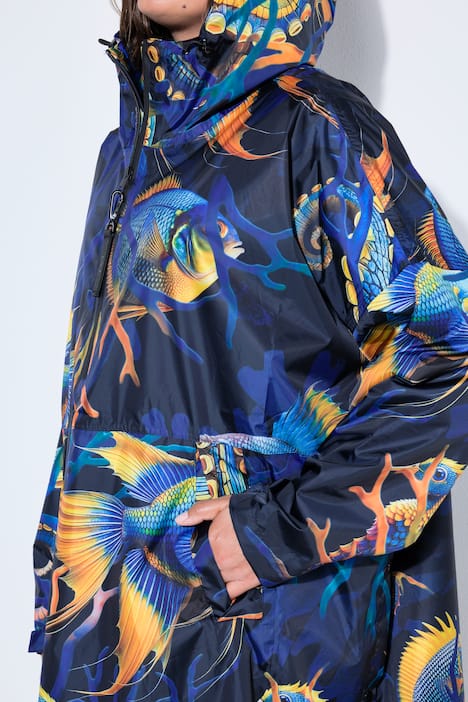 Funktions-Regencape, Unisex, Print, Kapuze