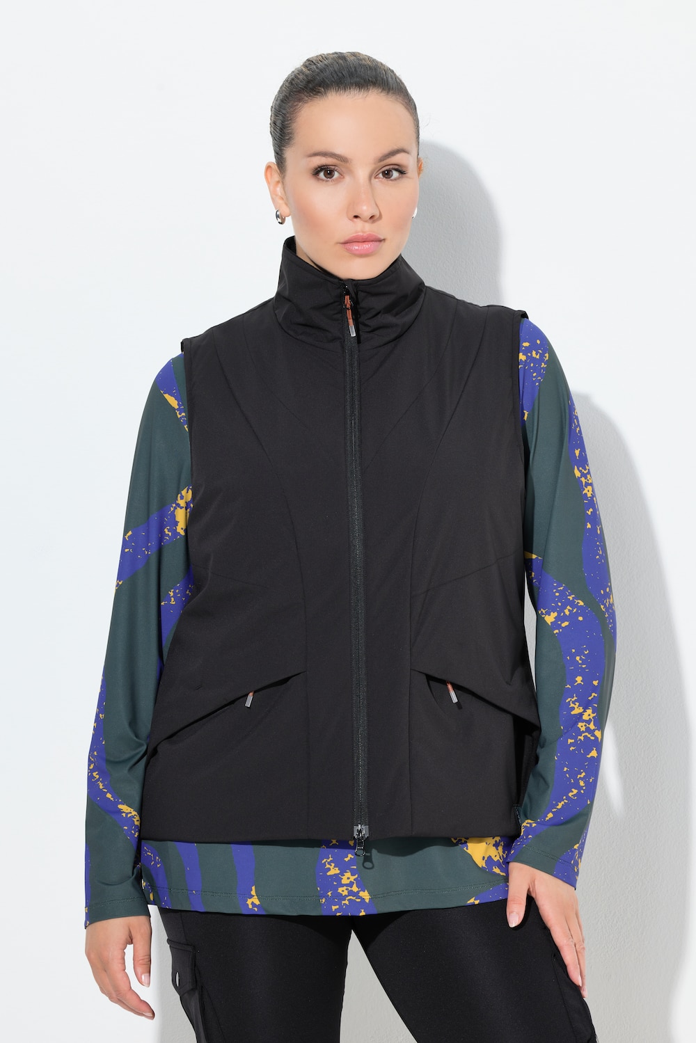 Große Größen Funktions-Steppweste, Damen, schwarz, Größe: 54/56, Polyester, Ulla Popken