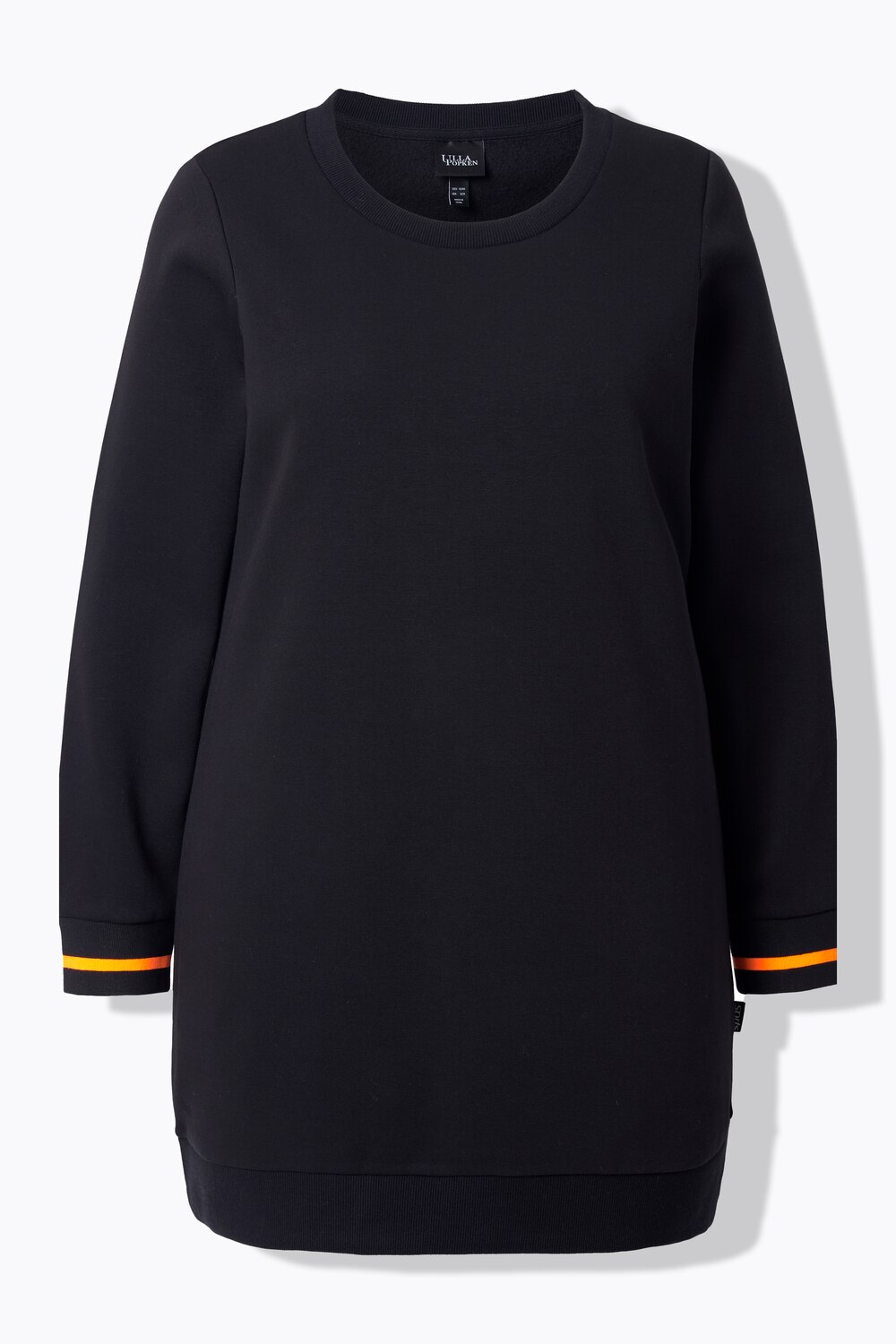 Stora storlekar Lång mjukiströja, Dam, svart, storlek: 42/44, Bomull/Polyester, Ulla Popken
