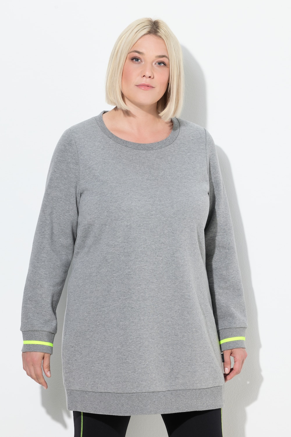 Große Größen Long-Sweater, Damen, grau, Größe: 50/52, Baumwolle/Polyester, Ulla Popken