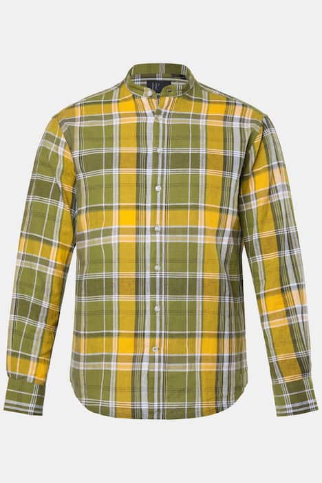 JP1880 Leinenmix-Karohemd, Langarm, Stehkragen, Modern Fit, bis 8 XL