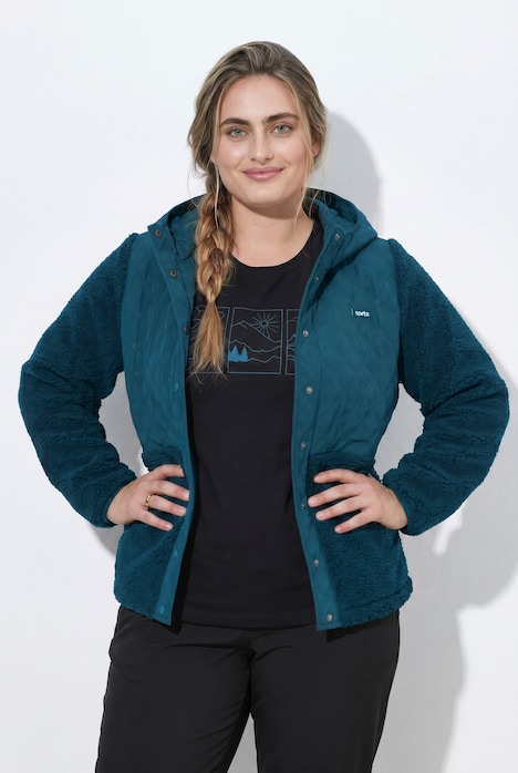 Fleecejacke, Stepp, Kapuze, Druckknöpfe