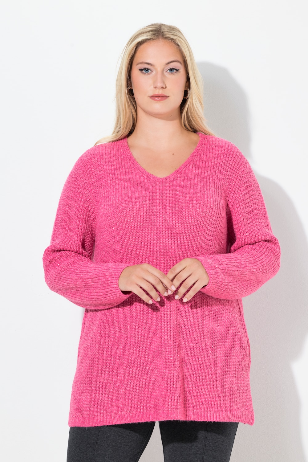Große Größen Pullover, Damen, rosa, Größe: 42/44, Polyester/Synthetische Fasern, Ulla Popken