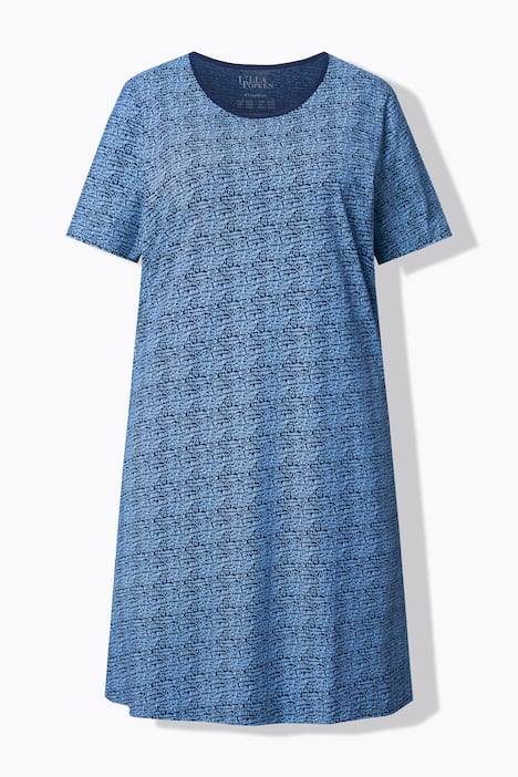 Nachthemd, Muster, Rundhalsausschnitt, Halbarm