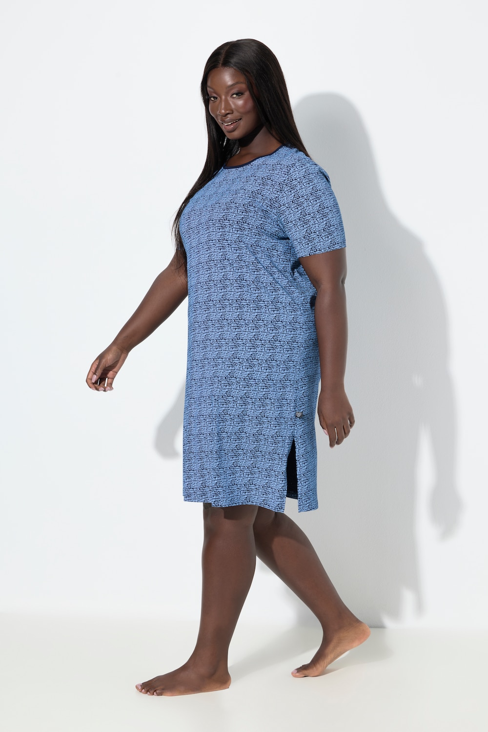 Nachthemd, Muster, Rundhalsausschnitt, Halbarm