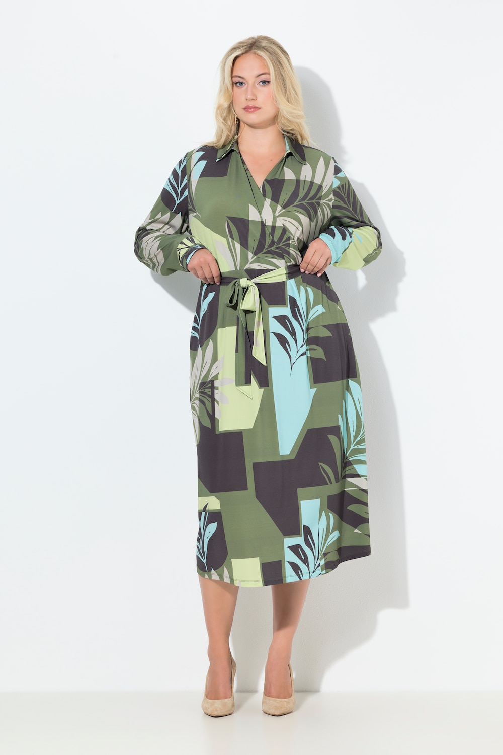 Große Größen Midikleid, Damen, türkis, Größe: 62/64, Polyester, Ulla Popken