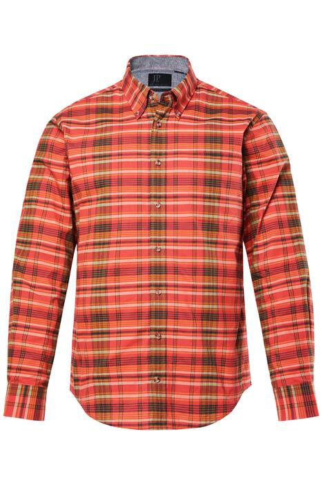 Kostkovaná košile JP1880, dlouhé rukávy, límeček s knoflíky, Modern střih, do 8XL