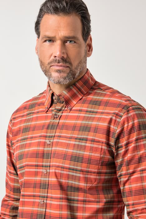 Koszula w kratę JP1880, długi rękaw, kołnierzyk z guzikami, nowoczesny krój, do rozm. 8 XL