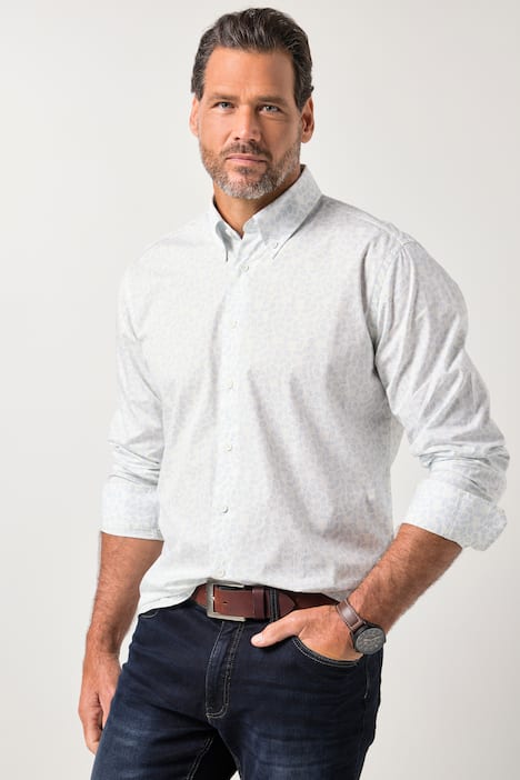 JP1880 Hemd, Langarm, Buttondown-Kragen, florales Muster, Modern Fit, bis 8 XL
