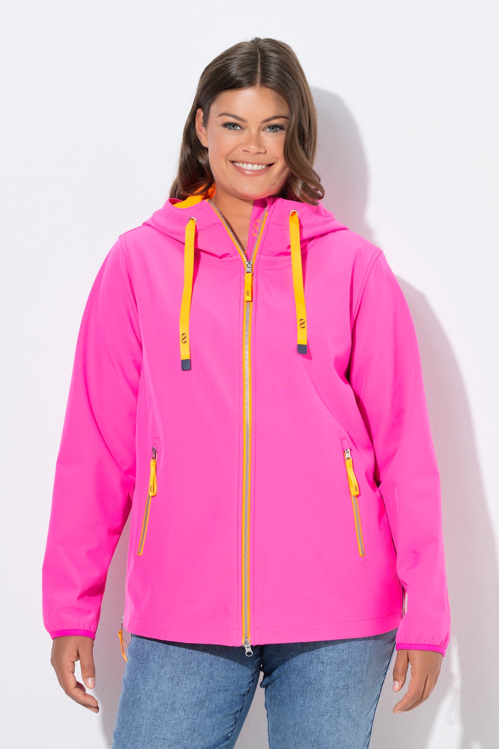 Große Größen Softshelljacke mit Kapuze, Damen, rosa, Größe: 52/54, Polyester, LAURASON