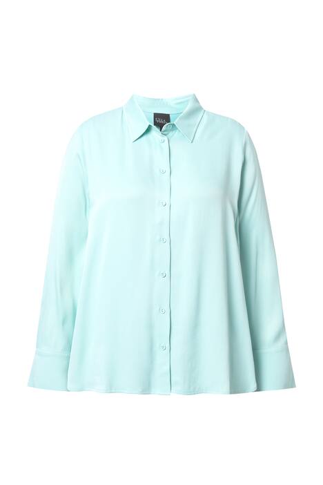 Košilová halenka, košilový límec, dlouhý rukáv, satén