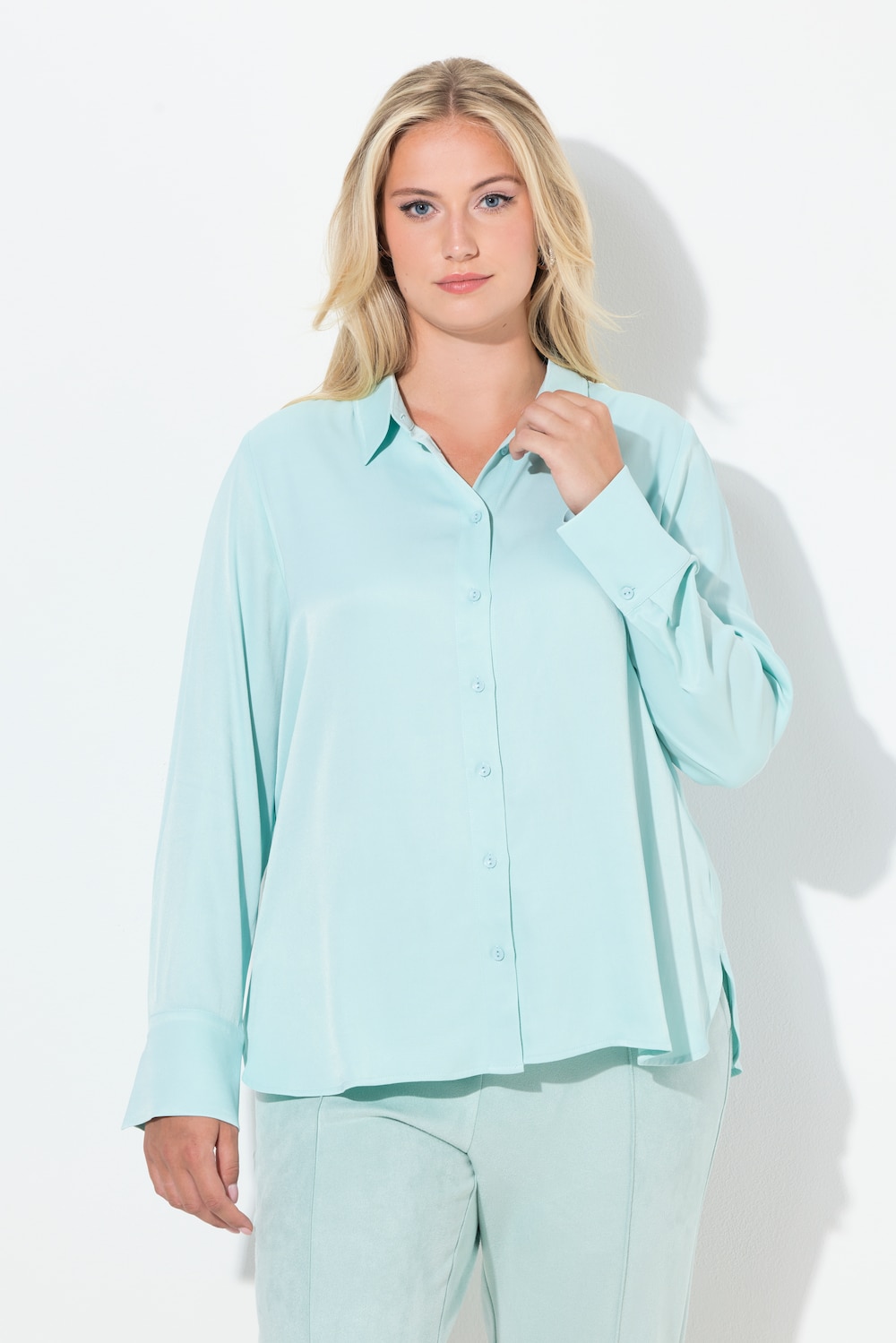 Große Größen Hemdbluse, Damen, türkis, Größe: 58/60, Viskose, Ulla Popken