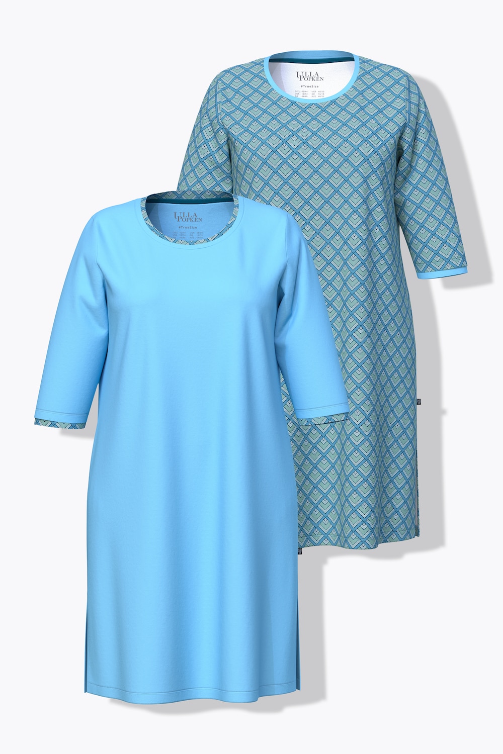 Bigshirts, 2-pak, mønstret, rund hals, 3/4-ærmer