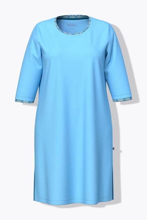 Store skjorter, 2-pakning, mønster, rund hals, 3/4-ermer