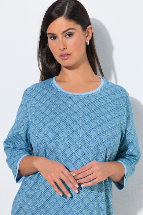 Długie koszule, 2-pak, wzór, okrągły dekolt, rękawy 3/4