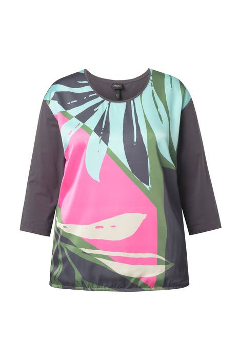 polokošile, satén, oversized, kulatý výstřih, 3/4 rukáv