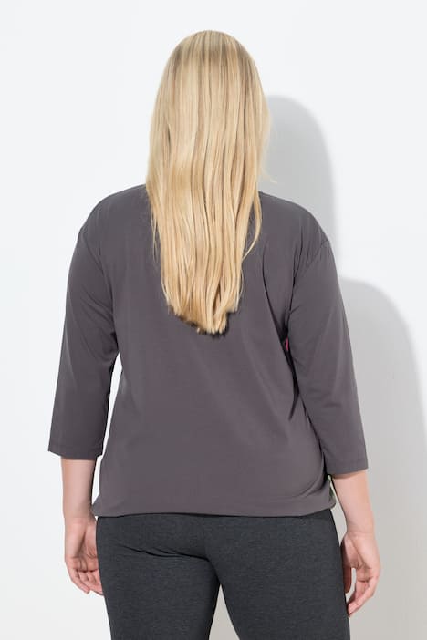 Shirt, Satin, Oversized, Rundhals, 3/4-Arm