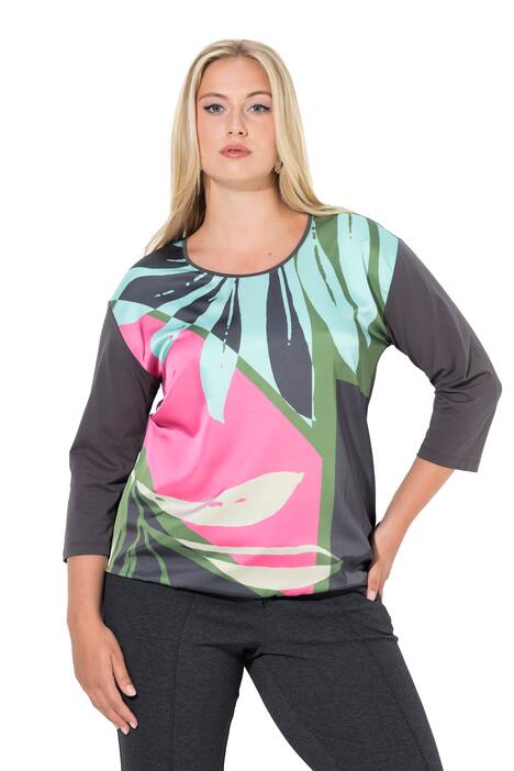 polokošile, satén, oversized, kulatý výstřih, 3/4 rukáv