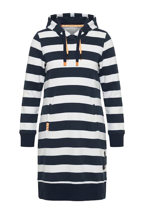 Pruhované mikinové šaty, kapuca, certifikace OEKO-TEX®