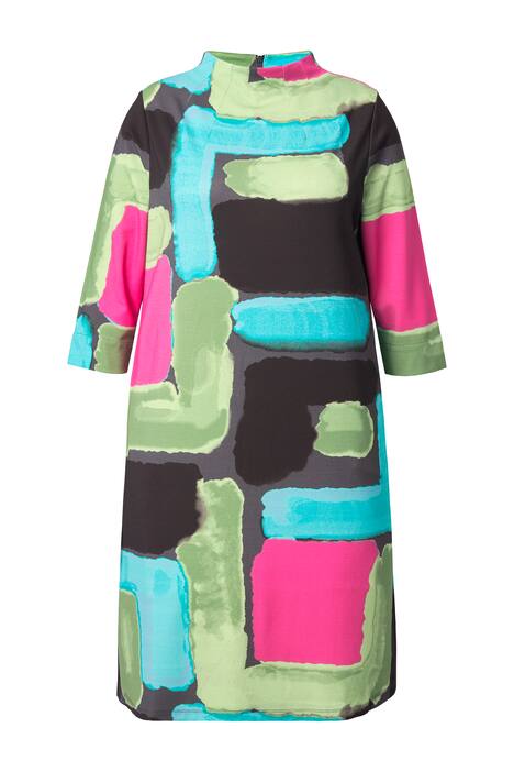 šaty Punto, áčkový střih, stojáček, kapsy, 3/4 rukávy