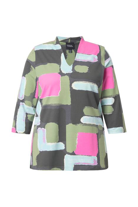 polokošile, grafický potisk, kalichový límec, 3/4 rukáv