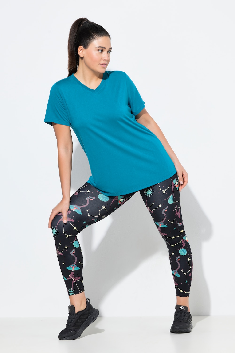 Große Größen Sport-Leggings, Damen, schwarz, Größe: 42/44, Elasthan, Ulla Popken